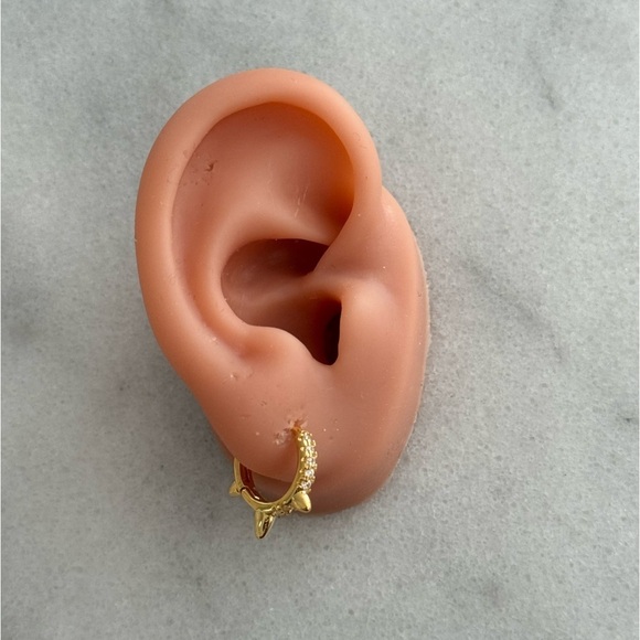 COPY - Gold Cryatal Spike Hoop Sterling Silver Earrings - Picture 7 of 8